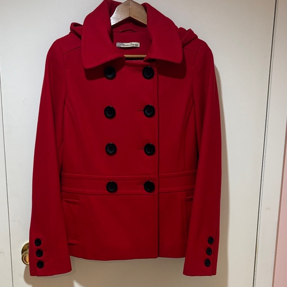 American Rag Red Pea Coat with Black Buttons - Picture 1 of 4